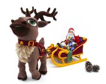 Reindeer Sleigh - amigurumi crochet pattern from Dinegurumi - direct download - PDF in german and english