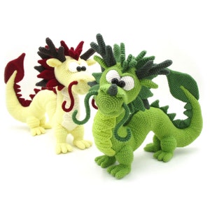 Dragón Largo - Patrón de Crochet Amigurumi - Amuleto de la Suerte - Año Nuevo - Signo del Zodiaco - Gran Decoración o como Regalo