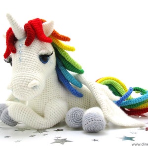 Rainbow Unicorn amigurumi crochet pattern from Dinegurumi, german english image 4