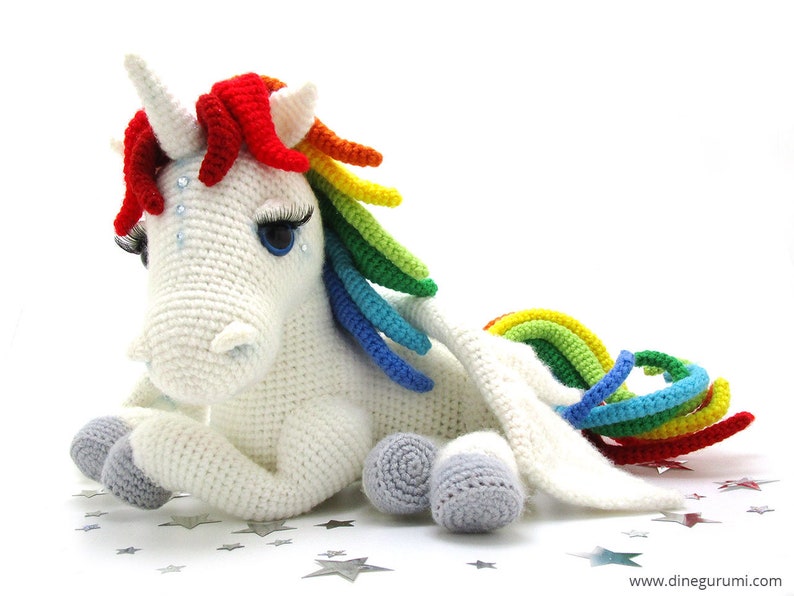 Rainbow Unicorn amigurumi crochet pattern from Dinegurumi, german english image 4