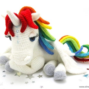 Rainbow Unicorn amigurumi crochet pattern from Dinegurumi, german english image 5