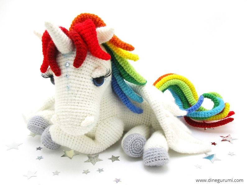 Rainbow Unicorn amigurumi crochet pattern from Dinegurumi, german english image 5