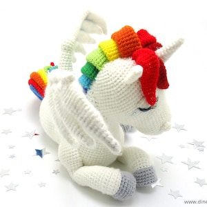 Rainbow Unicorn amigurumi crochet pattern from Dinegurumi, german english image 3