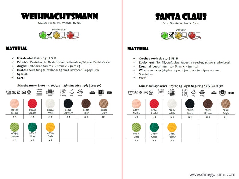 Santa Claus amigurumi crochet pattern from Dinegurumi direct download PDF in german and english image 8