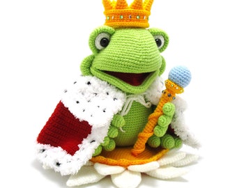 Frog Prince - Modèle de crochet Amigurumi par Dinegurumi - Téléchargement instantané - PDF en allemand et anglais