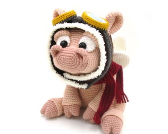 Flying Pig - Modèle de crochet Amigurumi de Dinegurumi - Téléchargement instantané - PDF en allemand et anglais