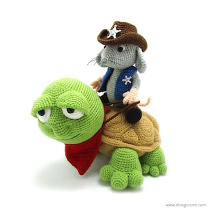Sheriff Mouse and Turtle - amigurumi crochet pattern from Dinegurumi - direct download - PDF in german and english