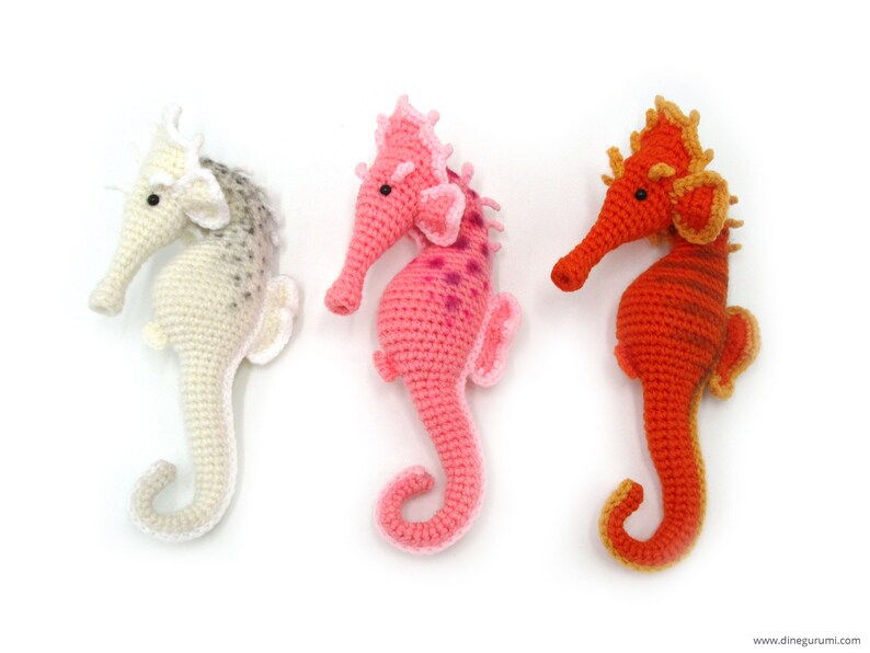 Seahorse amigurumi crochet pattern from Dinegurumi, 35x26 cm, reef included, PDF in german and english image 7