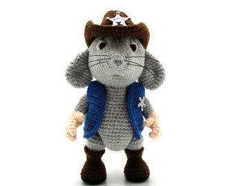 Sheriff Mouse - amigurumi crochet pattern from Dinegurumi, german english