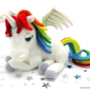 Rainbow Unicorn amigurumi crochet pattern from Dinegurumi, german english image 2