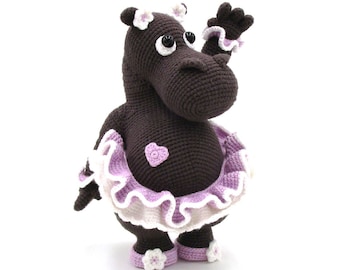 Hippopotame - Modèle de crochet Amigurumi de Dinegurumi - Téléchargement instantané - PDF en allemand et anglais