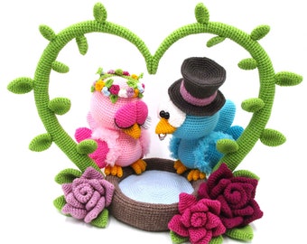 Mariage d'oiseaux - Modèle de crochet Amigurumi de Dinegurumi - Téléchargement instantané - PDF en allemand et anglais