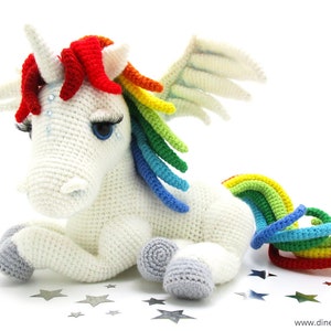 Rainbow Unicorn amigurumi crochet pattern from Dinegurumi, german english image 6