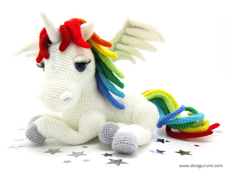 Rainbow Unicorn  amigurumi crochet pattern pegasus horse image 1