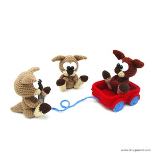 Kleine Kängurus - Amigurumi Häkelanleitung von Dinegurumi - Sofortdownload - PDF in deutsch und englisch