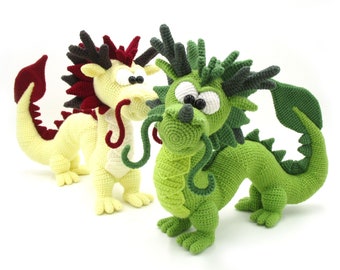 Dragon Long - amigurumi crochet pattern from Dinegurumi, 26x36cm, PDF, german and english