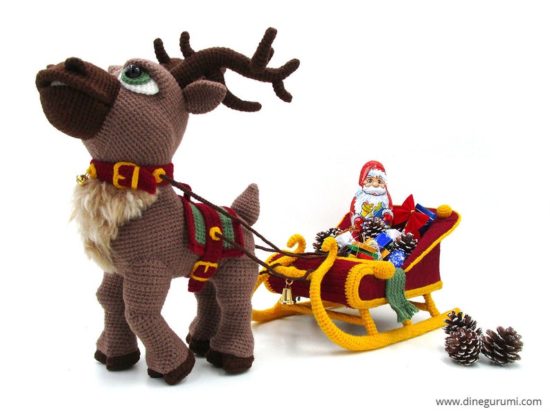 Reindeer Sleigh amigurumi crochet pattern from Dinegurumi direct download PDF in german and english image 2