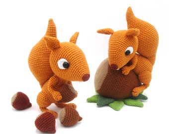 Squirrels - amigurumi crochet pattern from Dinegurumi - direct download - PDF in german and english