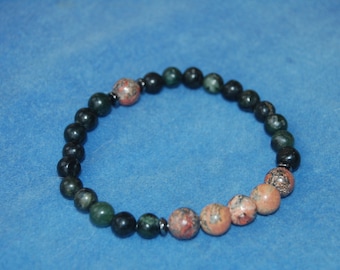 Gemstone Energy Bracelet – Serpentine And Leopard Jasper With Hematite – Gemlore – Gemstone Properties