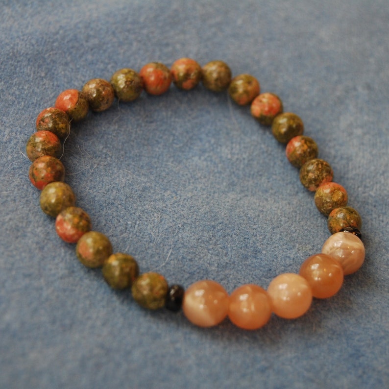 Gemstone Energy Bracelet Red Moonstone And Unakite With Black Onyx Gemlore Gemstone Properties image 5