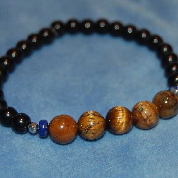 Gemstone Energy Bracelet – Cat’s Eye with Lapis Lazuli and Black Jasper – Tiger’s Eye – Gemlore – Gemstone Properties