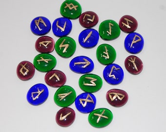 Variegated Transparent Runes - green, blue, purple