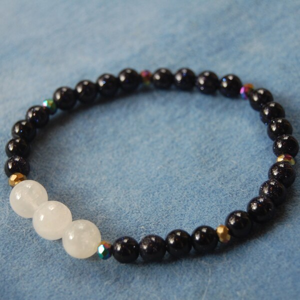 Gemstone Energy Bracelet – Rainbow Moonstone And Blue Goldstone – Gemlore – Gemstone Properties