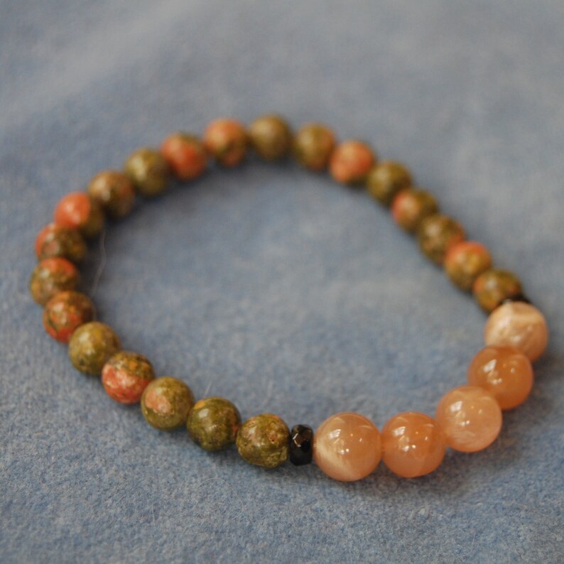 Gemstone Energy Bracelet Red Moonstone And Unakite With Black Onyx Gemlore Gemstone Properties image 4