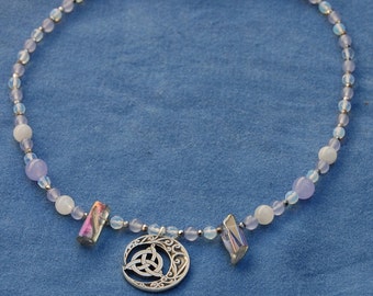 Moon Magic Necklace – moonstone – lavender quartzite – lunar – celtic knot