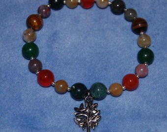 Summer Yggdrasil Bracelet – world tree – tree of life – bloodstone, carnelian, cat’s eye, aventurine, and fancy jasper