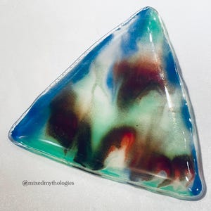Ancient Rivers Fused Glass Triangular Dish – Offering Plate