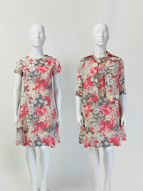 60s Brocade Dress Suit Vintage Ecru Floral 2 Pc Set Retro Buttons Elopement Court House Wedding Cocktails Sixties Mad Men Dress Up Costuming