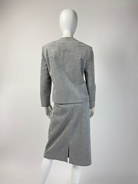 Vintage 80s Ultrasuede Skirt Suit, Gray Skirt Sui… - image 7