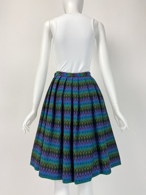 Vintage 50s Wool Skirt, Rockabilly Skirt, Geometr… - image 6