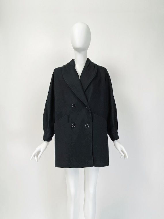 Vintage Wool Coat Short Wool Coat Black 