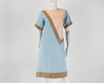 Vintage 80s Mod Dress, Color Block Dress, Pastel Dress, New Wave Dress, Spring Dress, Medium Large, Size 10 12 US, 14 16 UK Y154