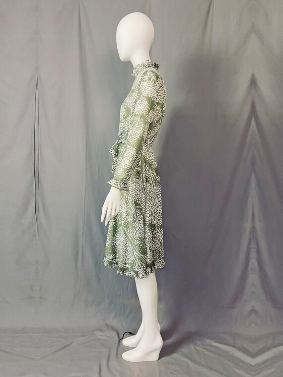 Vintage 70s Sheer Midi Dress, Secretary Dress, Floral… - Gem