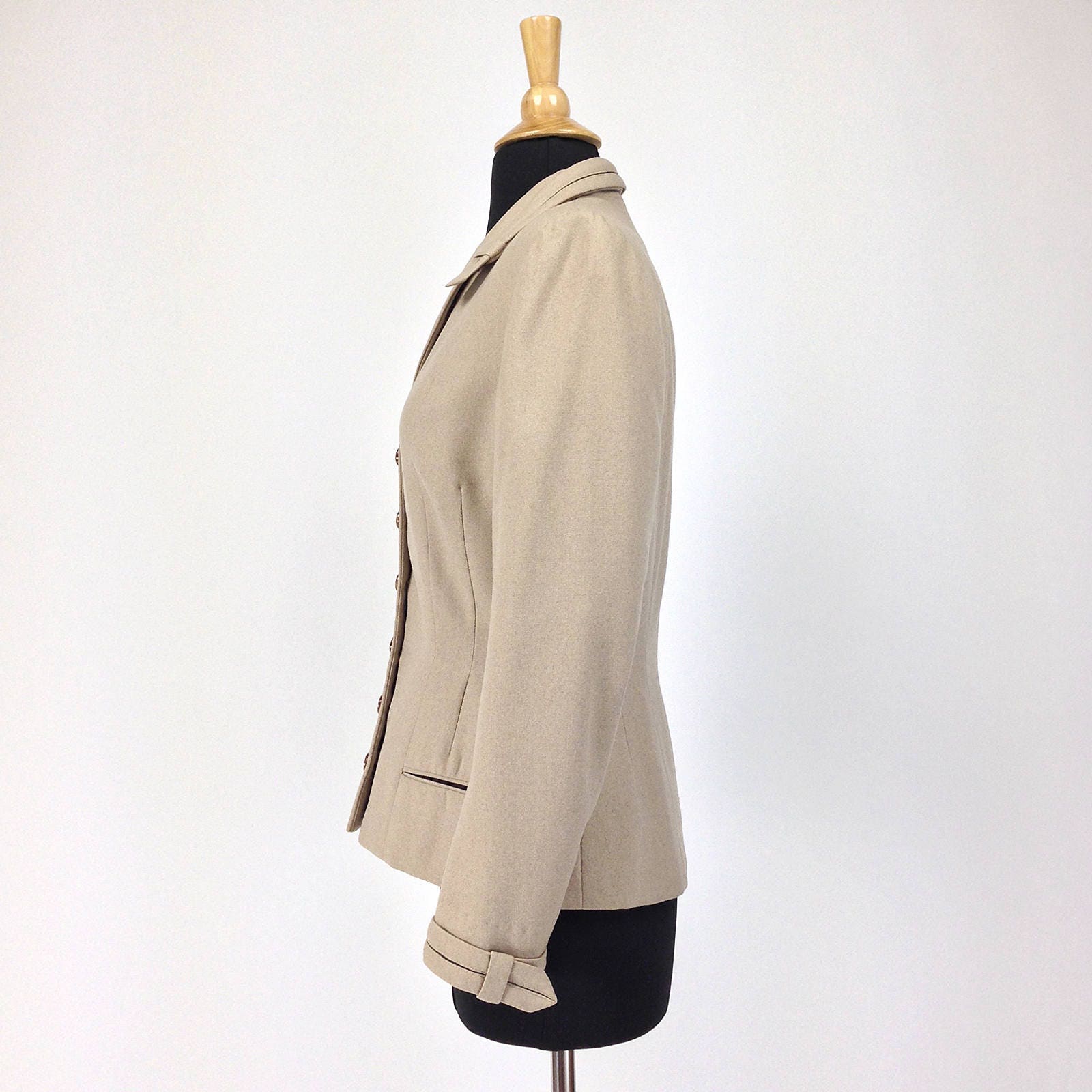 40s Beige Jacket S 1940s Wool Blazer Shoulder Pads Bakelite | Etsy