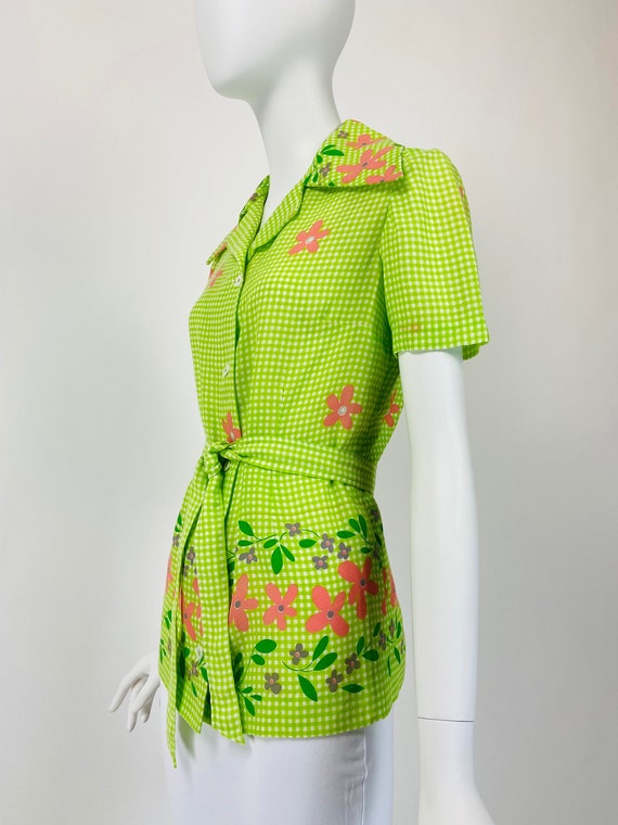 Vintage 60s Mod Top, Flower Power Top, Wide Colla… - image 5