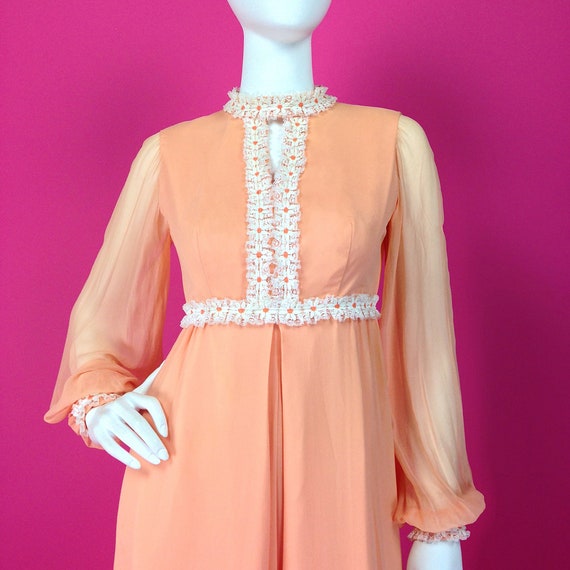 Vintage 60s Mod Dressy Jumpsuit, Sheer Sleeve Bri… - image 3