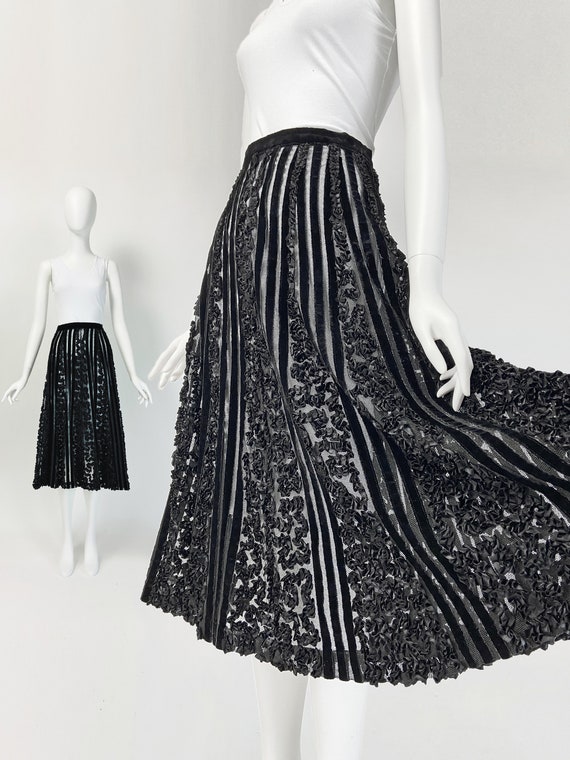 50s Skirt Vintage, Full Skirt, Sheer Midi Skirt, … - image 1