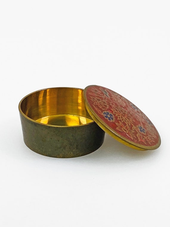 Vintage cloisonne box small round pill box small je gem