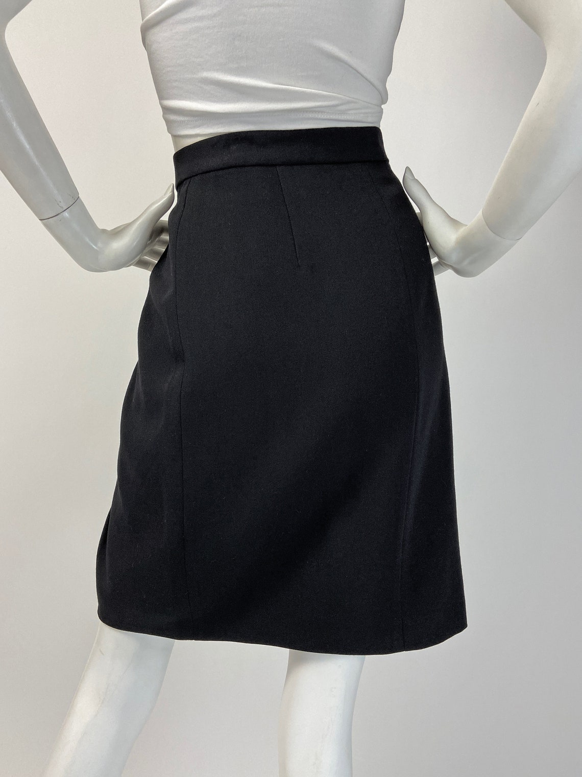 Vintage 90s Emporio Armani Skirt Black Wool Skirt Designer | Etsy