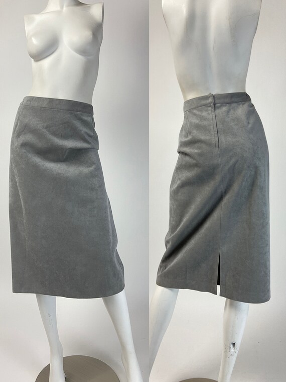 Vintage 80s Ultrasuede Skirt Suit, Gray Skirt Sui… - image 8