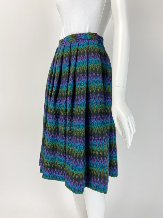 Vintage 50s Wool Skirt, Rockabilly Skirt, Geometr… - image 5