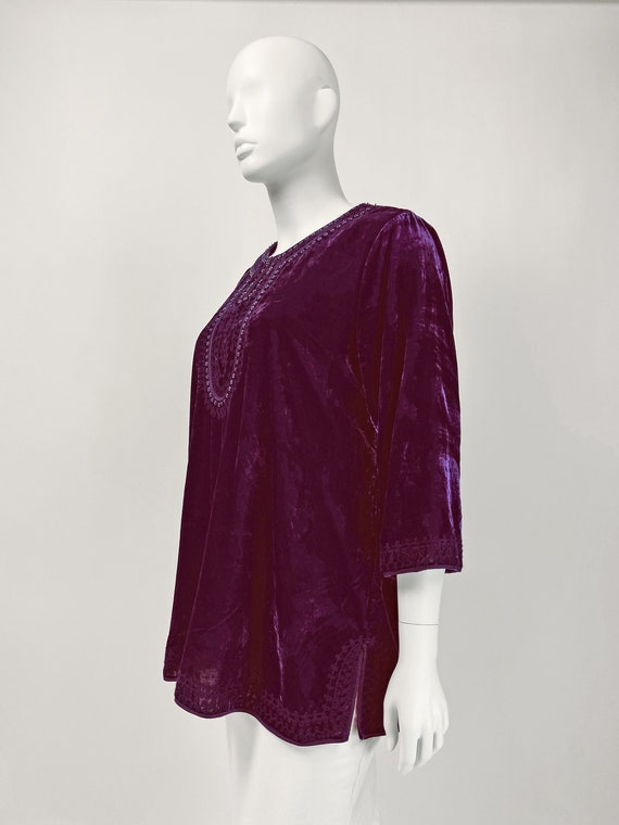 Velvet Tunic Top, Embroidered Tunic Top,  Boho To… - image 4