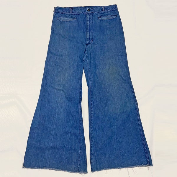34 x 28 Vintage 60s 70s Bell Bottom Jeans, Landlubber Jeans, Original Hippie Jeans, Retro Jeans, 34 Waist, XL Size 16 US, 20 UK,R177