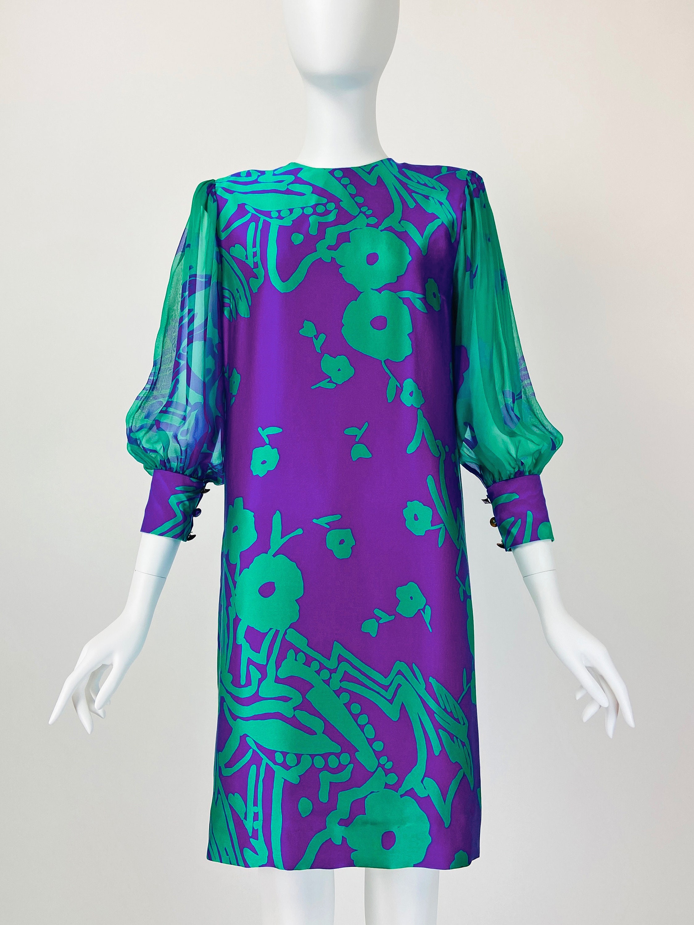 Pauline Trigere Dress Designer Vintage Dresses Sheer Bishop