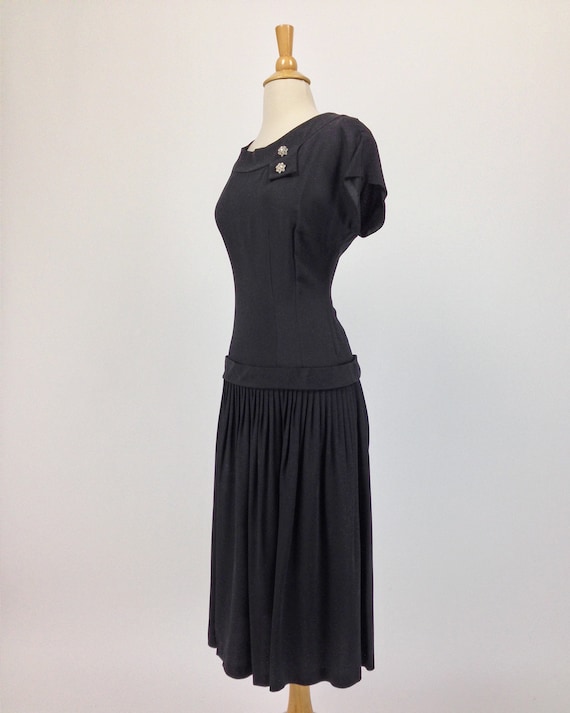 Vintage 40s Cocktail Dress medium, 1940s Pleated … - image 6