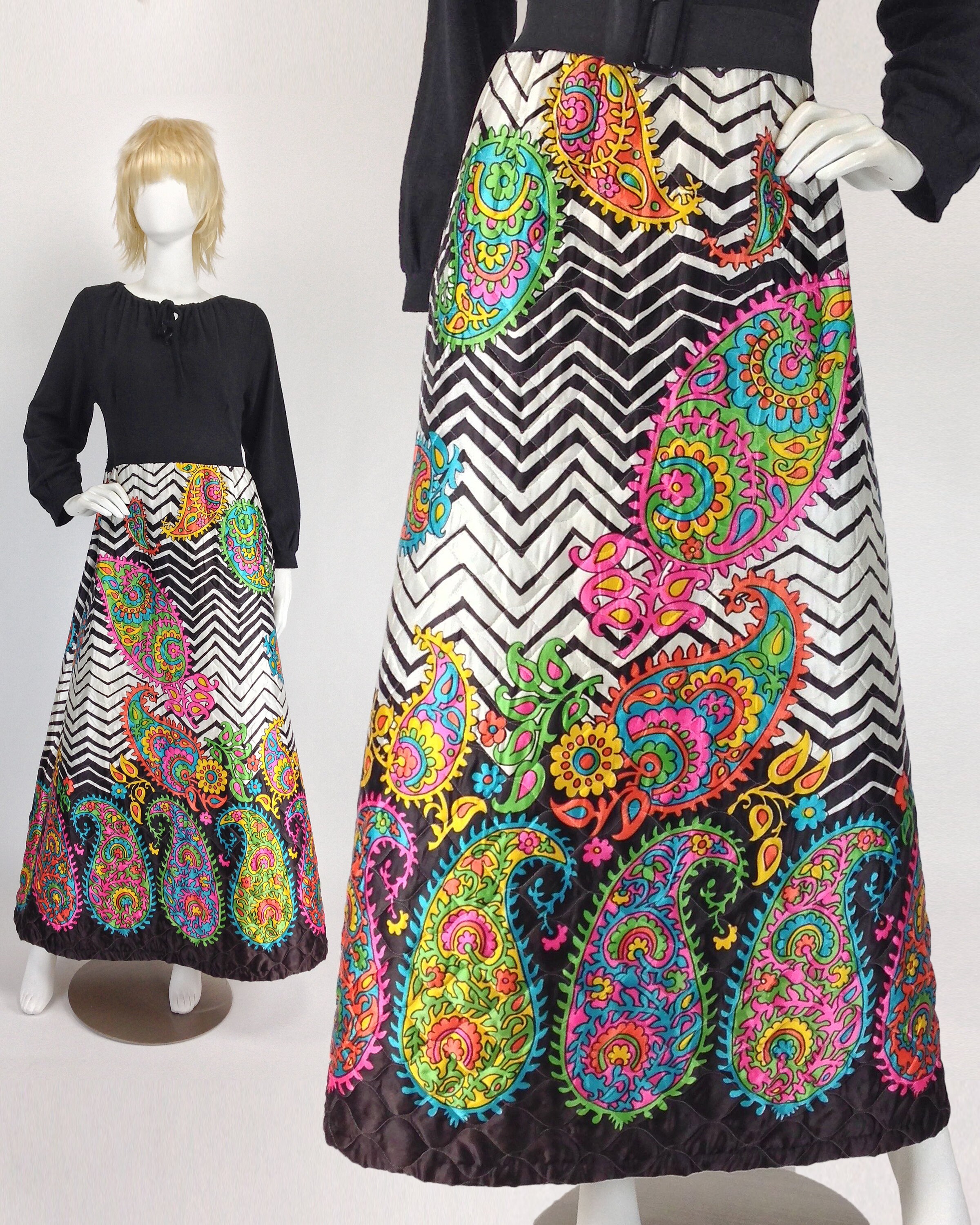 60s Psychedelic House Dress Long Sleeve 